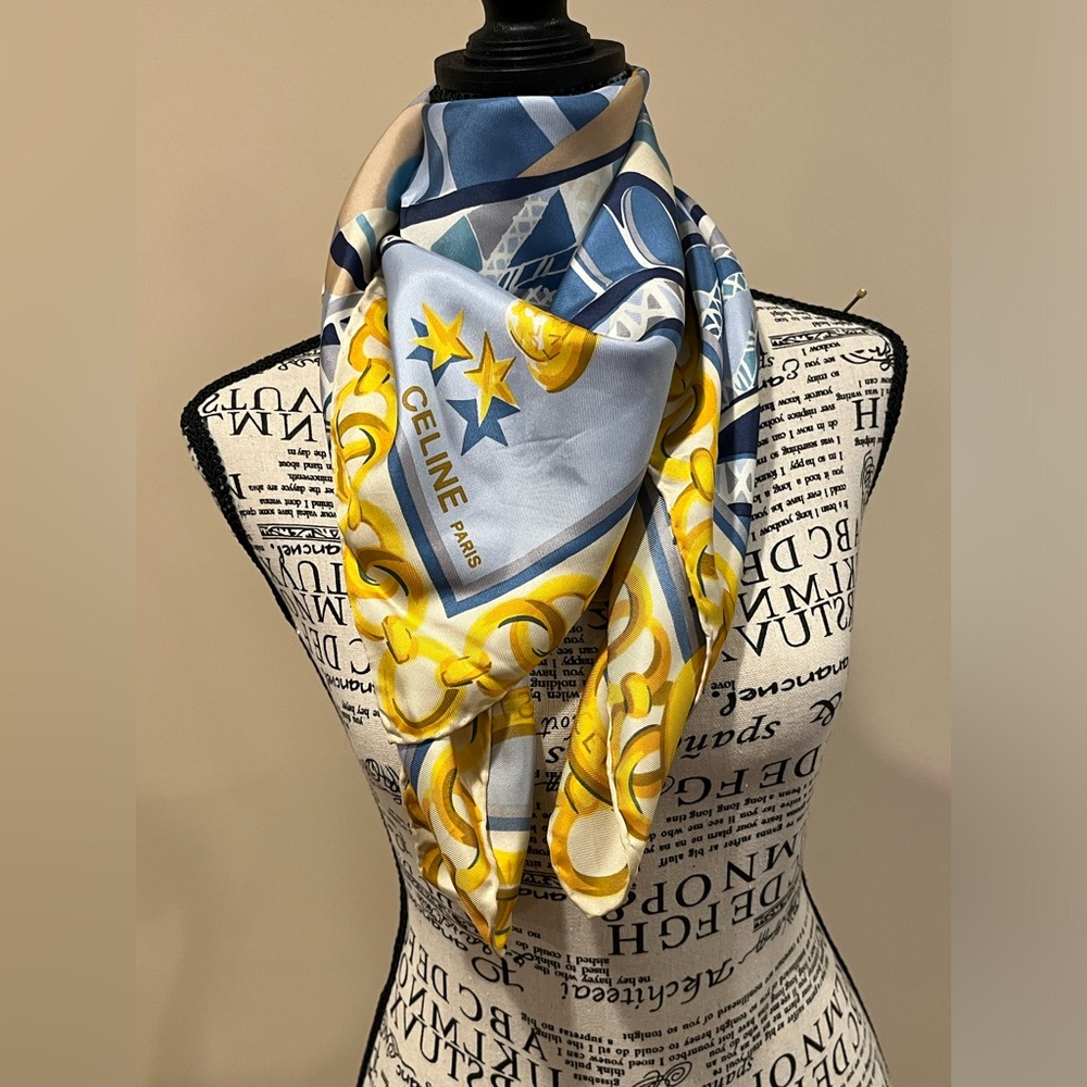 Celine Paris Vintage Silk Scarf 34 x 34